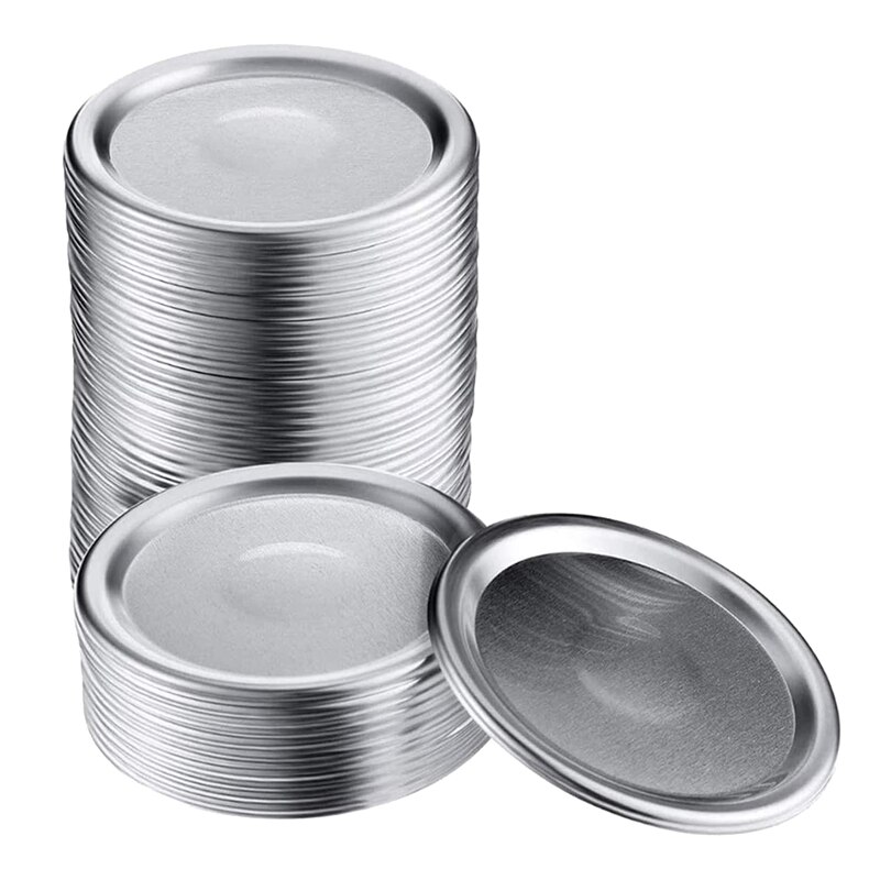 50 Pcs Wide Mouth 86 MM Mason Jar Canning Lids, Reusable Leak Proof Split-Type Silver Lids with Silicone Seals Rings: Default Title
