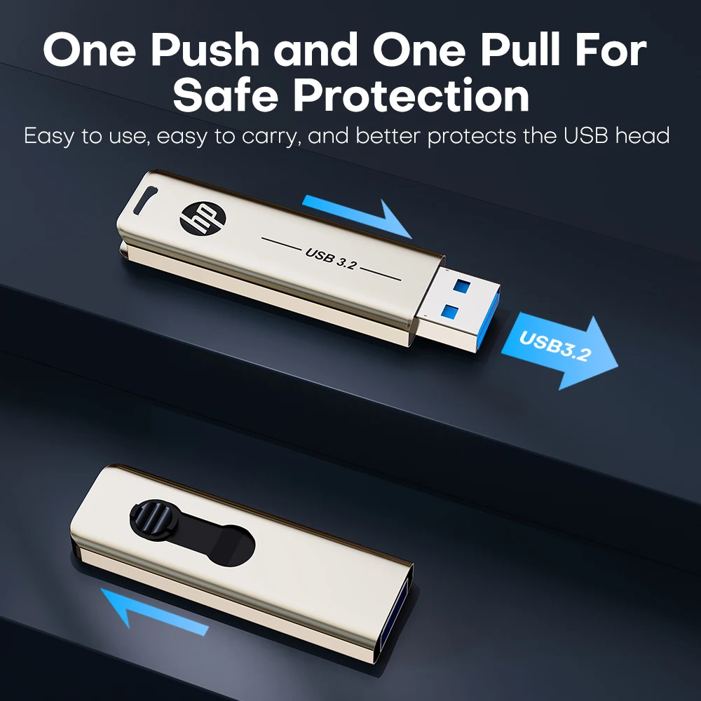 HP 32GB Flash Drive USB3.2 Disk 64GB 128GB 256GB Szybki zewnętrzny pamięć masowa Metal Pen Drive USB Sticks do komputerów stacjonarnych