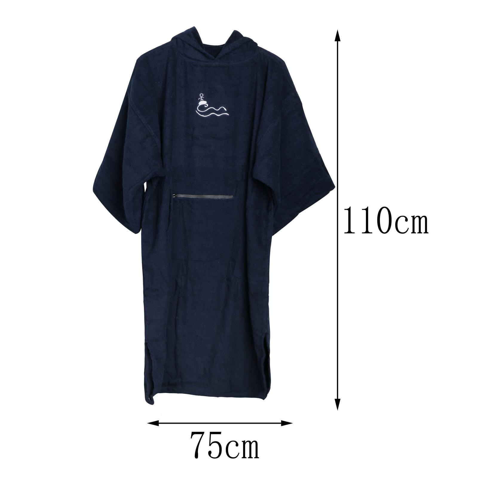 Hooded Surf Poncho Cotton Wetsuit Changing Robe Towel with Waterproof Pocket Quick-Drying Swimming Towel Bath Robe Thermal