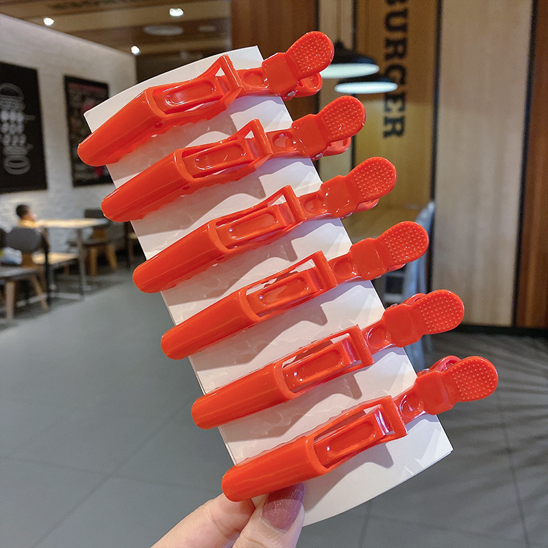 6/9 Pcs Professionele Alligator Haar Clip Klemmen Kapsalon Hair Grip Crocodile Kappers Haar Stijl Kappers Clips: Red-6Pcs