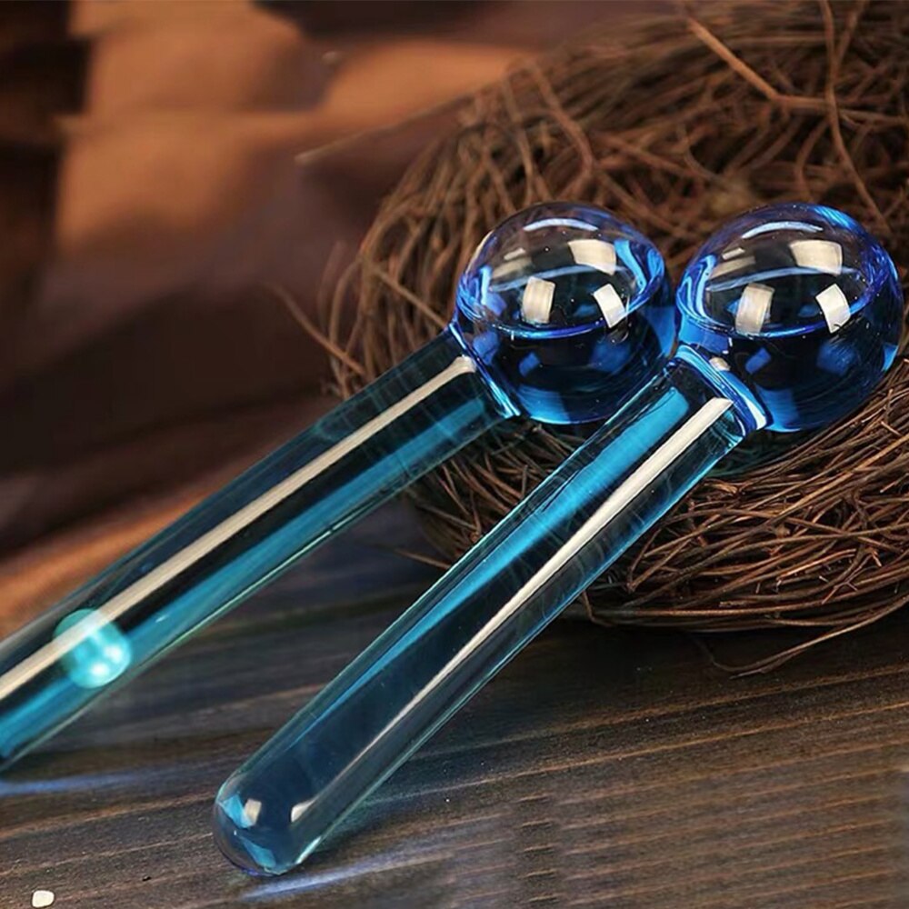 2Pcs Facial Massage Globes Beauty Ice Ball Energy Crystal Ball Facial Cooling Ice Globes (Blue)