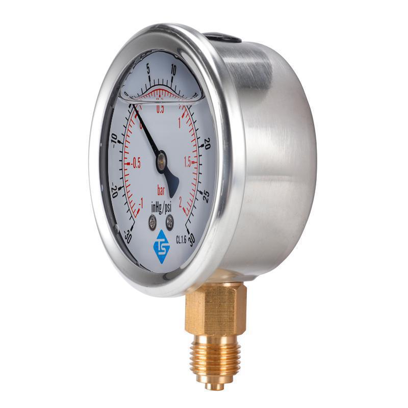 Compound Pressure Vacuum Gauge Glycerine Filled 63mm -1-2bar-30-30inhg/psi 1/4 BSP Bottom