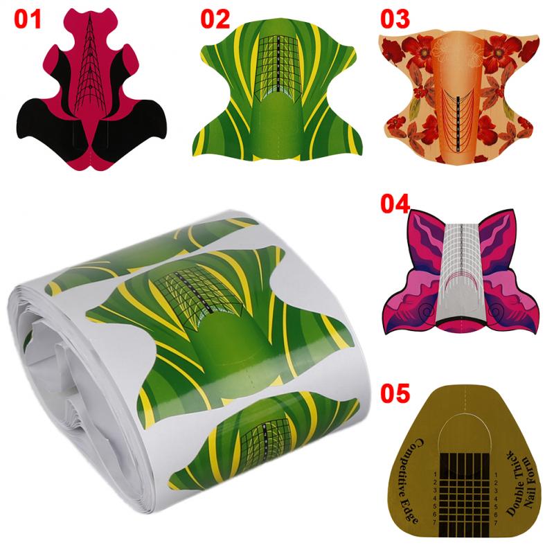 100pcs/pack Nail Forms Extension Tips Guide Extension French DIY Tool Acrylic UV Gel Nail Art Tools Builder Sticker Sculpting