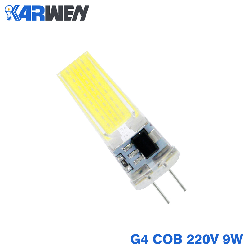 Nueva lámpara LED G4 G9 3W 6W 9W bombilla LED COB E14 AC DC 12V 220V Lampada LED G9 COB 360 lámpara de haz G4 luces COB reemplazar halógeno: Blanco / Rojo