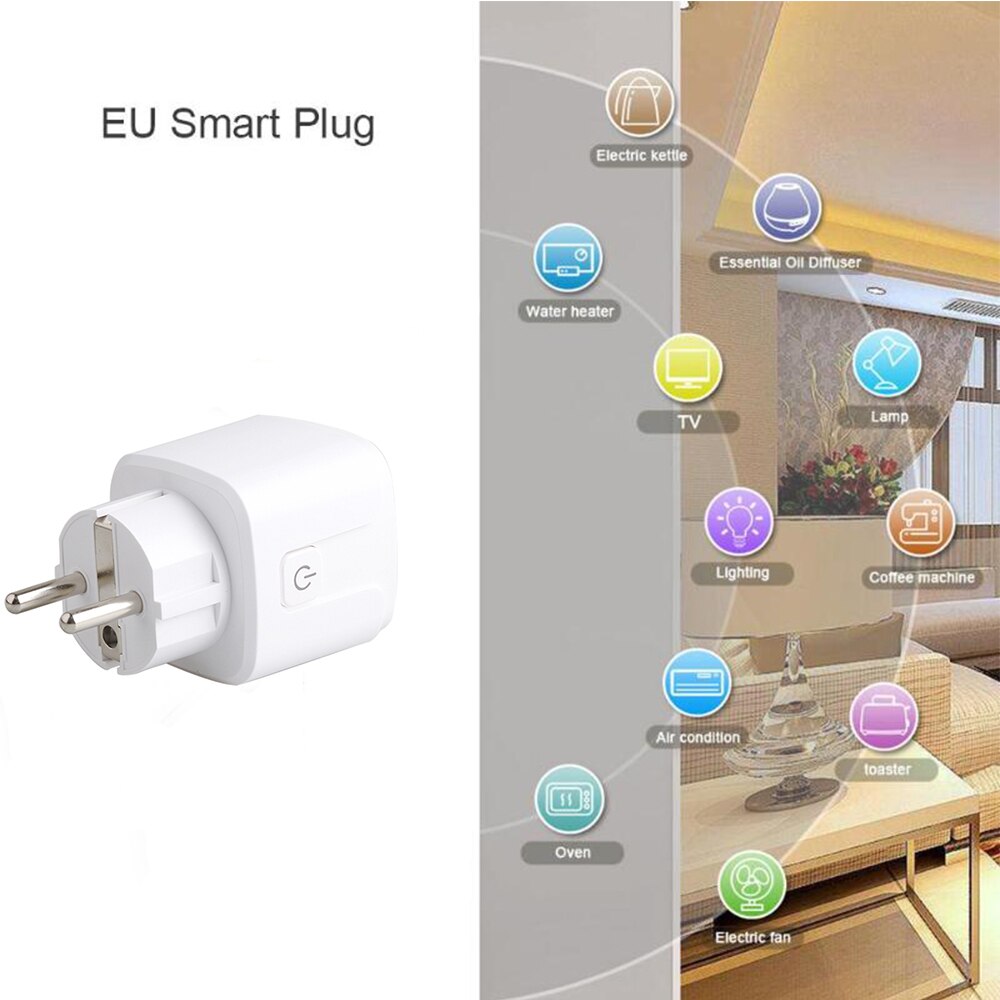 EU Smart Plug 90-250V 10A Wireless Wifi Socket Switch Set Schedule Voice Remote Control Support Siri (No Apple MFI)/Alexa/Google