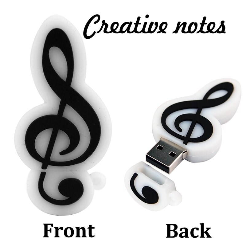 Cartoon muzieknoot usb-stick siliconen flash drsk 64gb pendrive 32gb 128mb cle usb-stick 2.0 voor kinderen