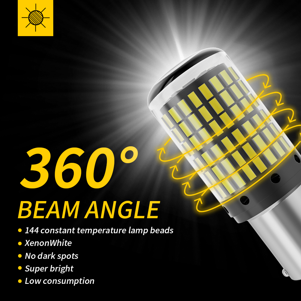 2 uds luz LED de coche de alta potencia 1156 3014 144SMD bombillas LED CanBus BAU15S PY21W BAY15D 1157 7440 W21W W21/5W lámpara de señal delantera/trasera