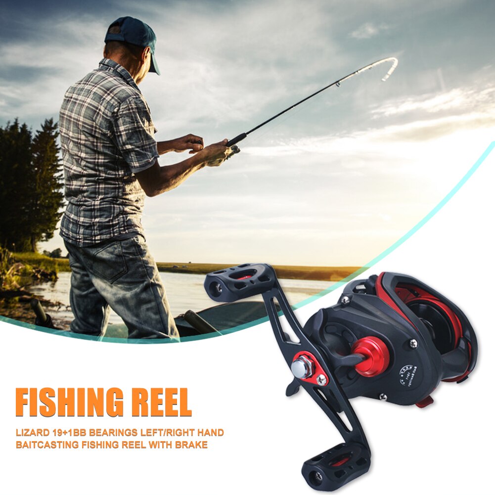 Left/Right Hand Fishing Reel Baitcasting Lizard 19+1BB Portable Hard Lure Outdoor Carrying Fishing Reel with Brake System