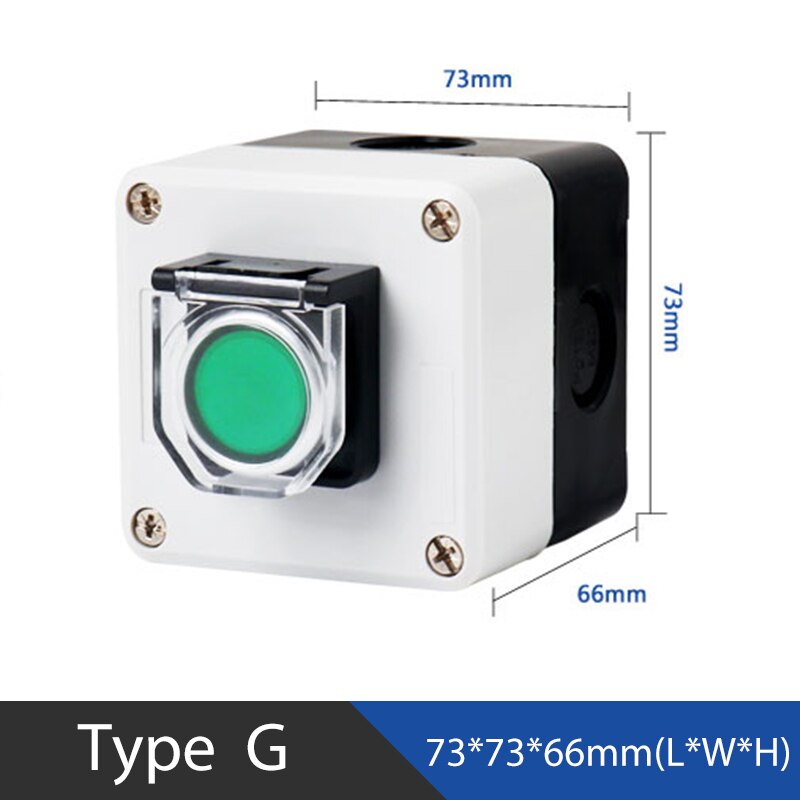 DIY 1P 5A Elevator Power Start Push Button Switch Control Box Emergency Stop IP65 Waterproof Indicator Light: G