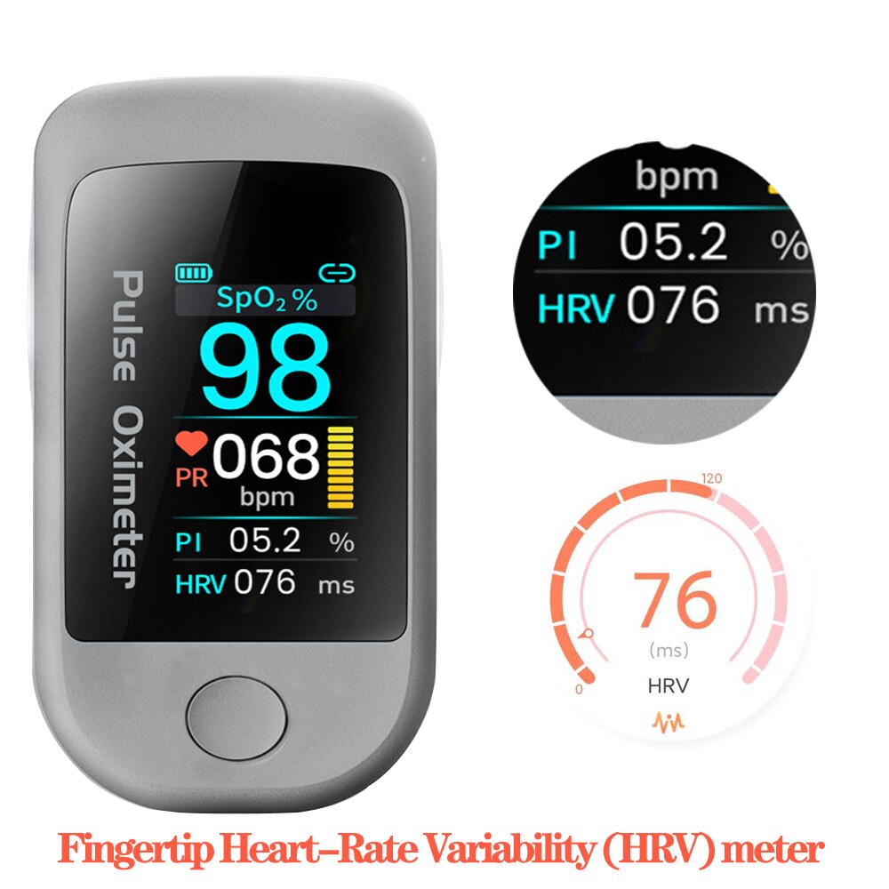 Bluetooth Oximeter Vingertop Hart-Rate Variabiliteit Meter Monitor Data Record Saturatiemeter De Dedo Ips Display Oefening