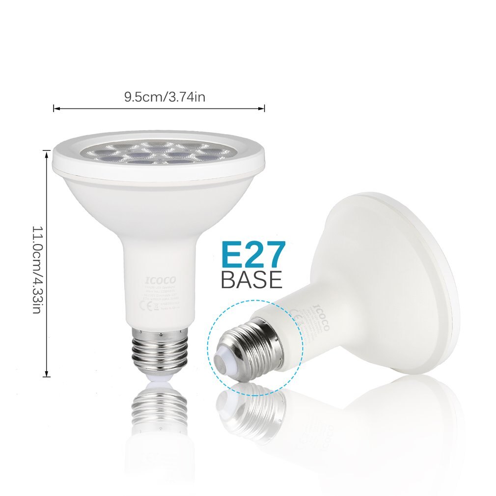 4PCS PAR30 12LED 12W Dimmable Long Neck 1000LM 3000K Warm White Spotlight LED Bulb Quivalent for 75W Halogen Bulb