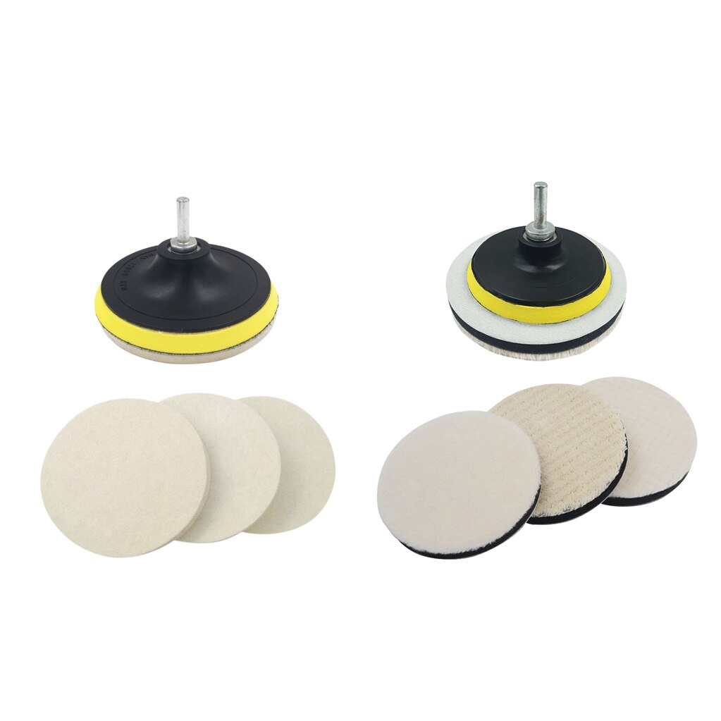 3Pcs 5inch Wool Polishing Buffing Pad Bonnets and Backing Pad with Drill Adapter Kit for Polishing Auto Car Glass Plastic Metal