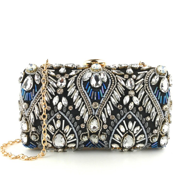 Lykanefu luxe diamanten banket avondtas damestas damestas clutches bruid bruiloft handtas ketting schoudertassen: Zwart