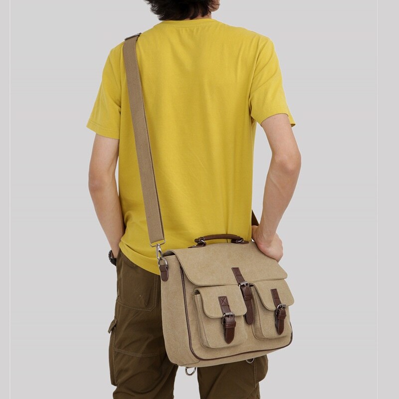 Canvas Messenger Bag Business Casual Mannelijke Satchel Reizen Schouder Laptop Tassen Masculina Vintage Mannen Crossbody Aktetas Bolsas