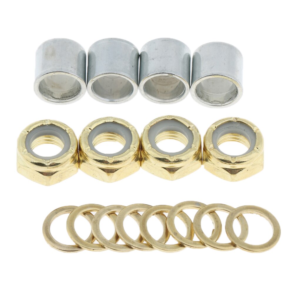 4pcs Nuts Skateboard Bearing Spacers Washers Nuts Kit Board Repair Rebuild Kit