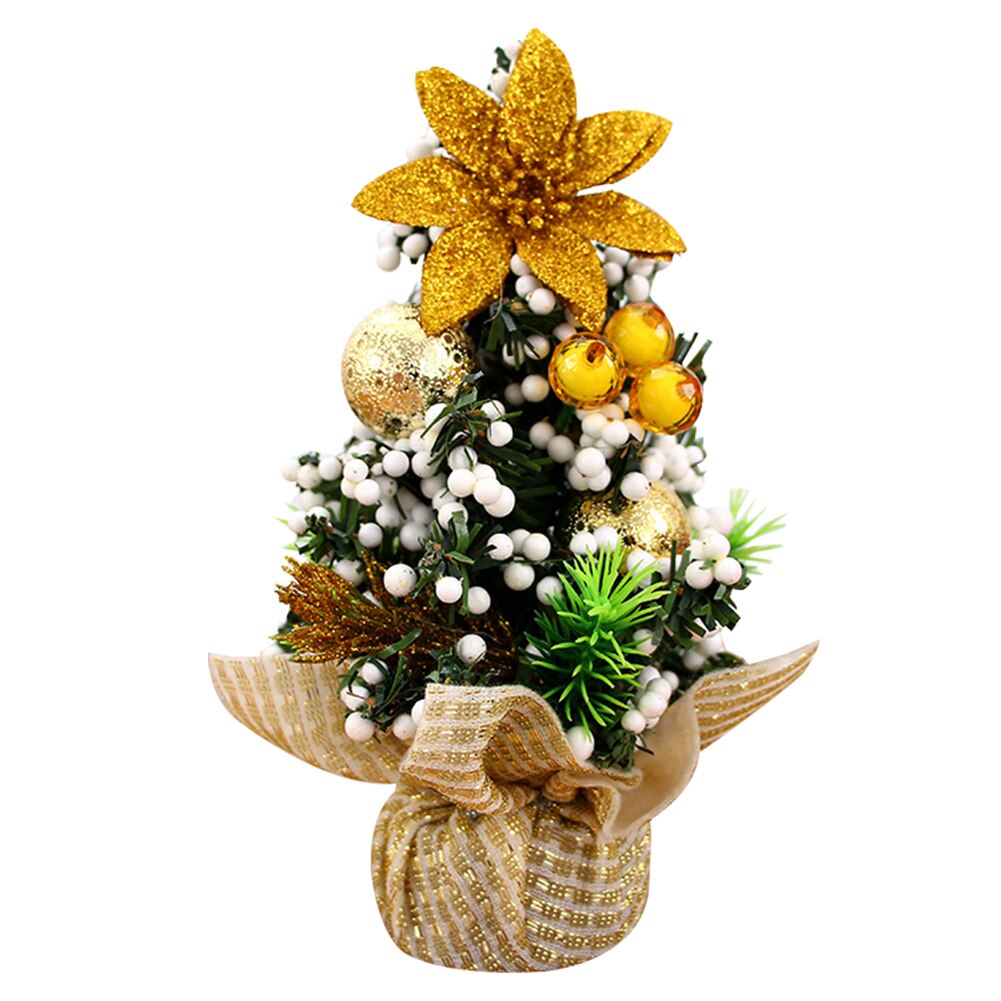 20cm juledekorationsbuket 20cm mini-juledekorationstræ til bordbord juleartikler: Guld