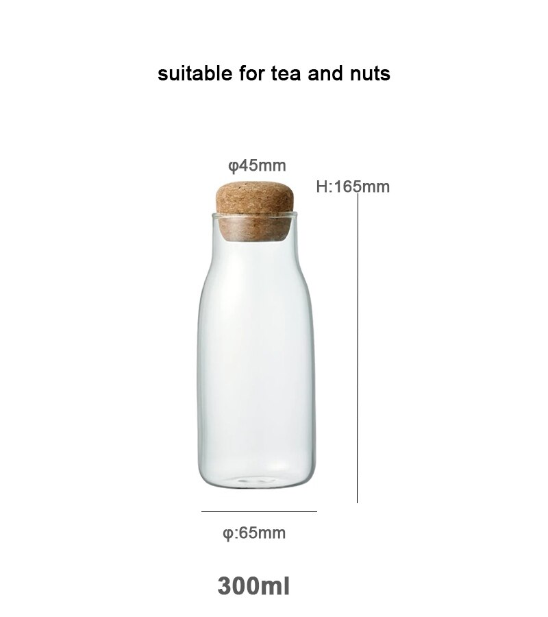 Glasforsegling krukke gennemsigtig kaffe opbevaring krukke kork husholdnings glas te køkken krukke glas forseglet tank glas mad opbevaring krukker: 300ml