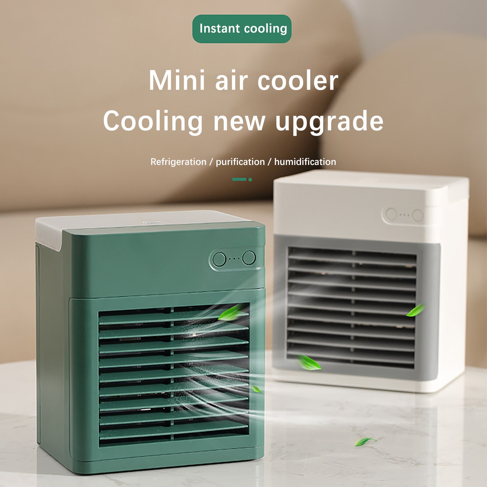 Desktop Humidification Air Cooler USB Portable Mechanical Air Conditioning Fan 270ML Water Tank Capacity 2000mAh Battery Gadgets