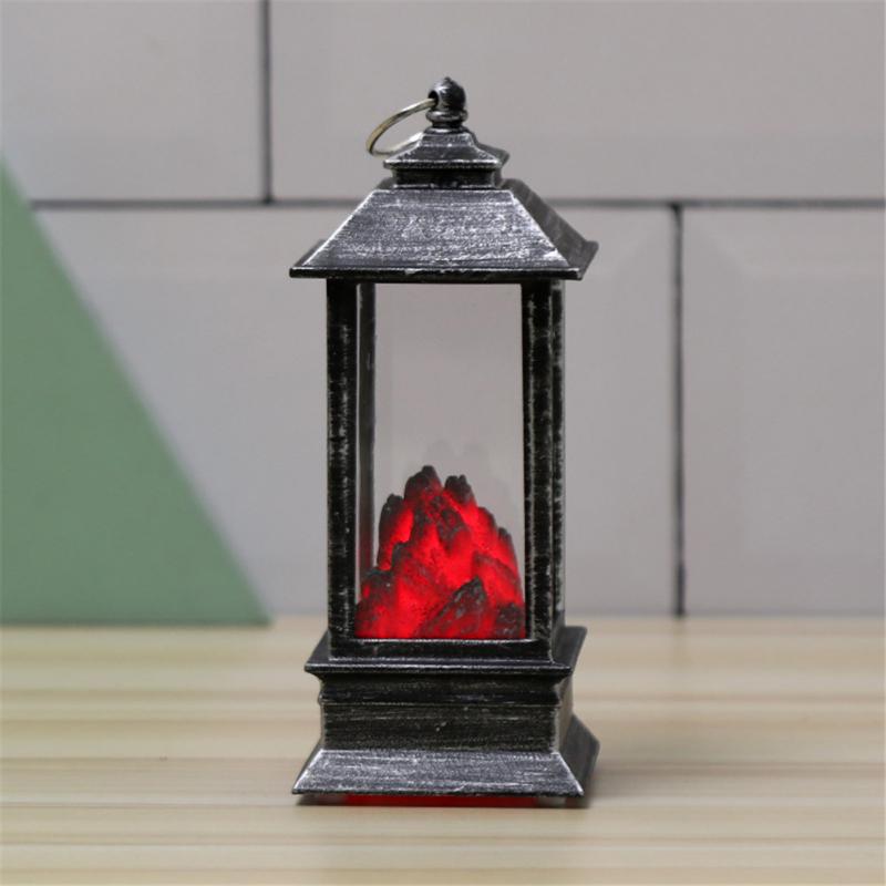 Halloween Lantern wind lamp simulation fire fireplace small wind lamp black carbon flame lamp electronic lamp Christmas luminous: silver