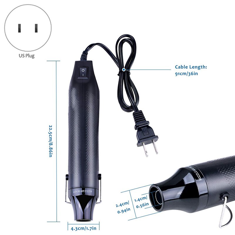 Electric Portable Air Tool for DIY Craft Embossing, Shrink Wrapping PVC, Multi Function Hand-Hold Heat Tools US Plug