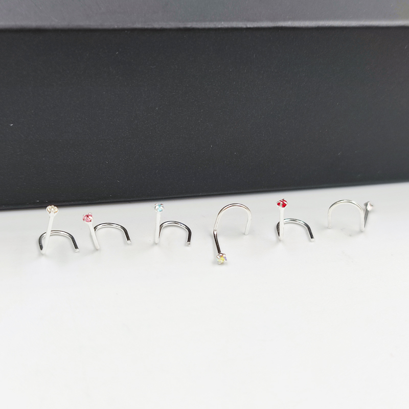 20 Stuks Van Pack925 Sterling Zilver 1.5 Mm Ronde Crystal Neus Stud Ringen Schroef Piercing Sieraden