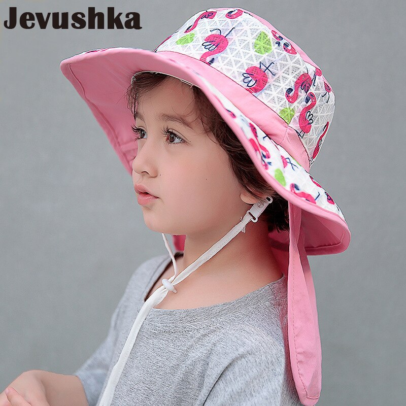 Uv-skydd bebis sommar safari solhatt pojkar keps barn panama unisex strand bebis flicka hink hatt tecknad halsklaff keps för barn