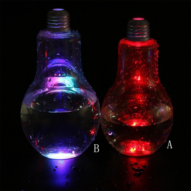 400ml 500ml led glödande glödlampa vattenflaska plast kort söt mjölkjuice glödlampor kopp bärbar fashionabel flaska