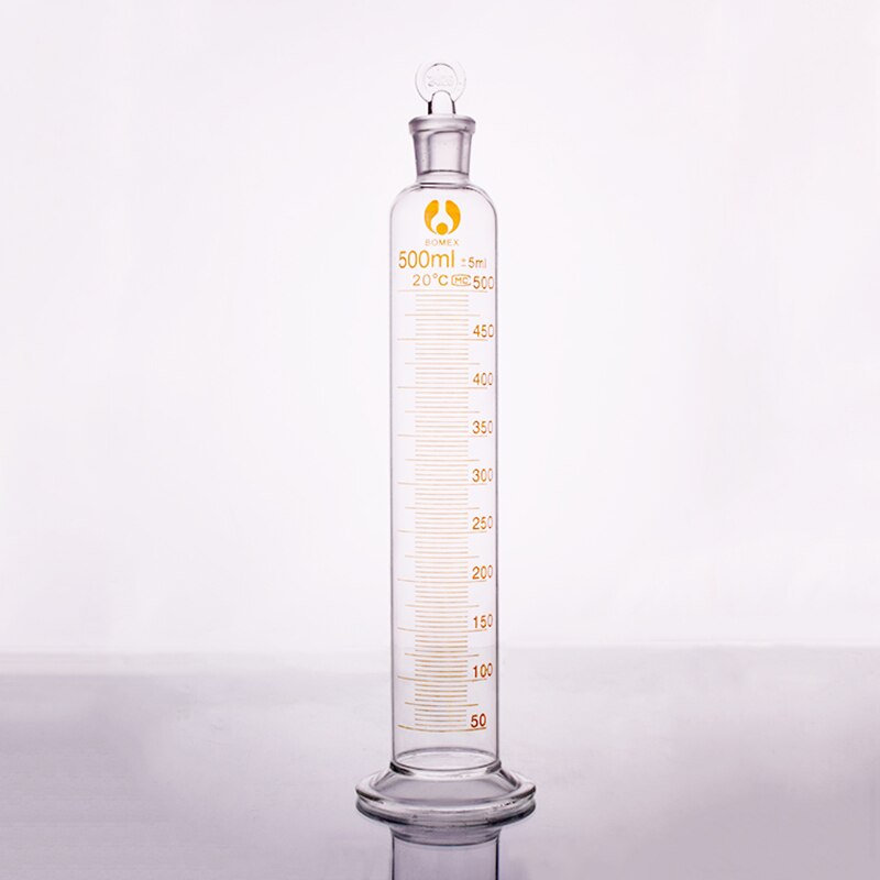 Hoge Borosilicaatglas Maatcilinder Met Afstudeerders En Grond-In Glazen Stop, Capaciteit 500 Ml, Laboratorium Cilinder