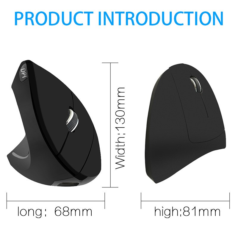 Wireless Left-handed Mouse Ergonomic Optical Vertical Gaming Mouse Rechargeable 1600DPI 5D Mice Mouse For Laptop PC