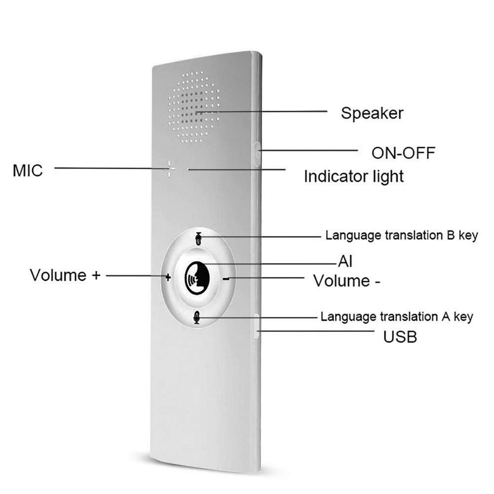 Portable Mini Multi-Language Smart Voice Translator 40 Languages Translator Bluetooth Wireless Two-Way Real Time Instant Voice(W