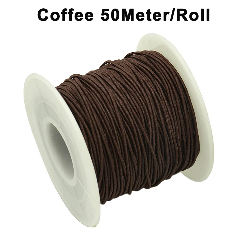 50M/rollo de cordón elástico de 1mm, cuerda elástica resistente para pulsera, cuerda elástica para pulseras, fabricación de joyería, manualidades DIY, abalorios: Zinc envejecido