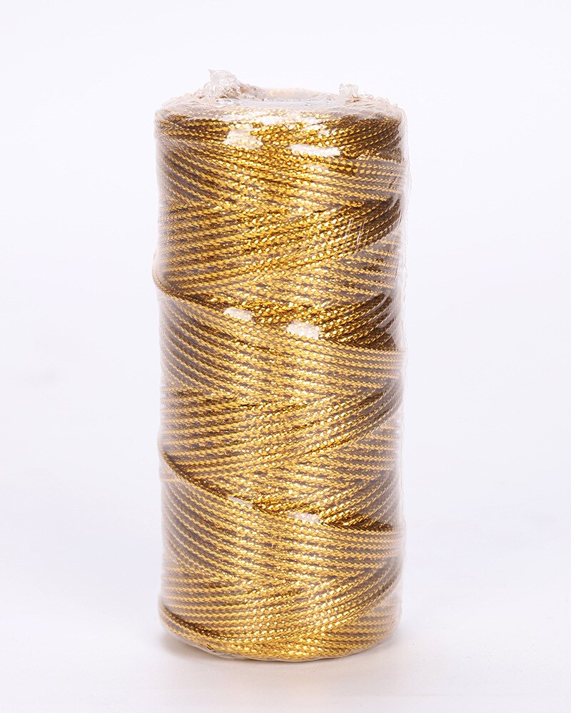 Handmade 1.5mm Gold Silver Cord Rope thread Twisted Macrame String DIY for Home Wedding decoration Tag and packaging Cord: Gold