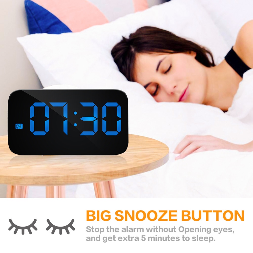 Digital LED Alarm Clock Large Screen Snooze Battery Powered Voice Control Clocks