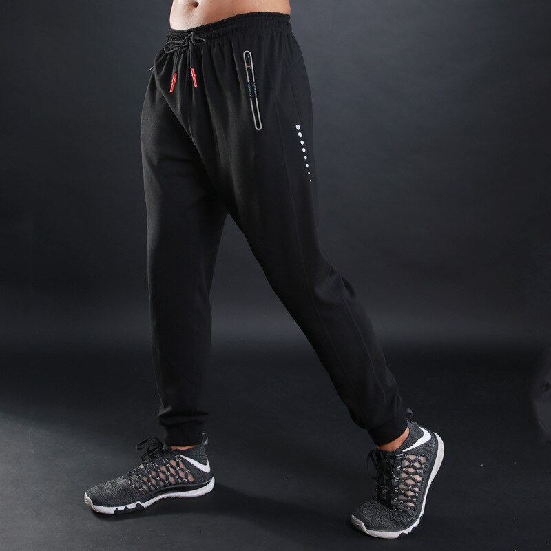 Efterår vinter mænd løb træningsbukser sport bukser jogging fodbold basketball fitness fitness sport joggingbukser lynlås lomme: Lxl 10818 sort / M
