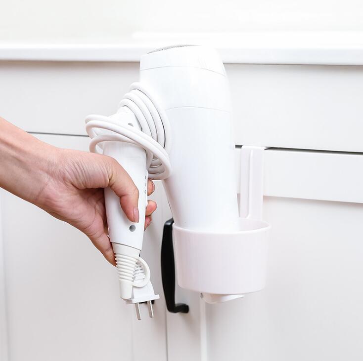 Badkamer föhn standaard organizer plank opbergruimte föhn rek houder deurhaak ring plastic badkamer opbergruimte