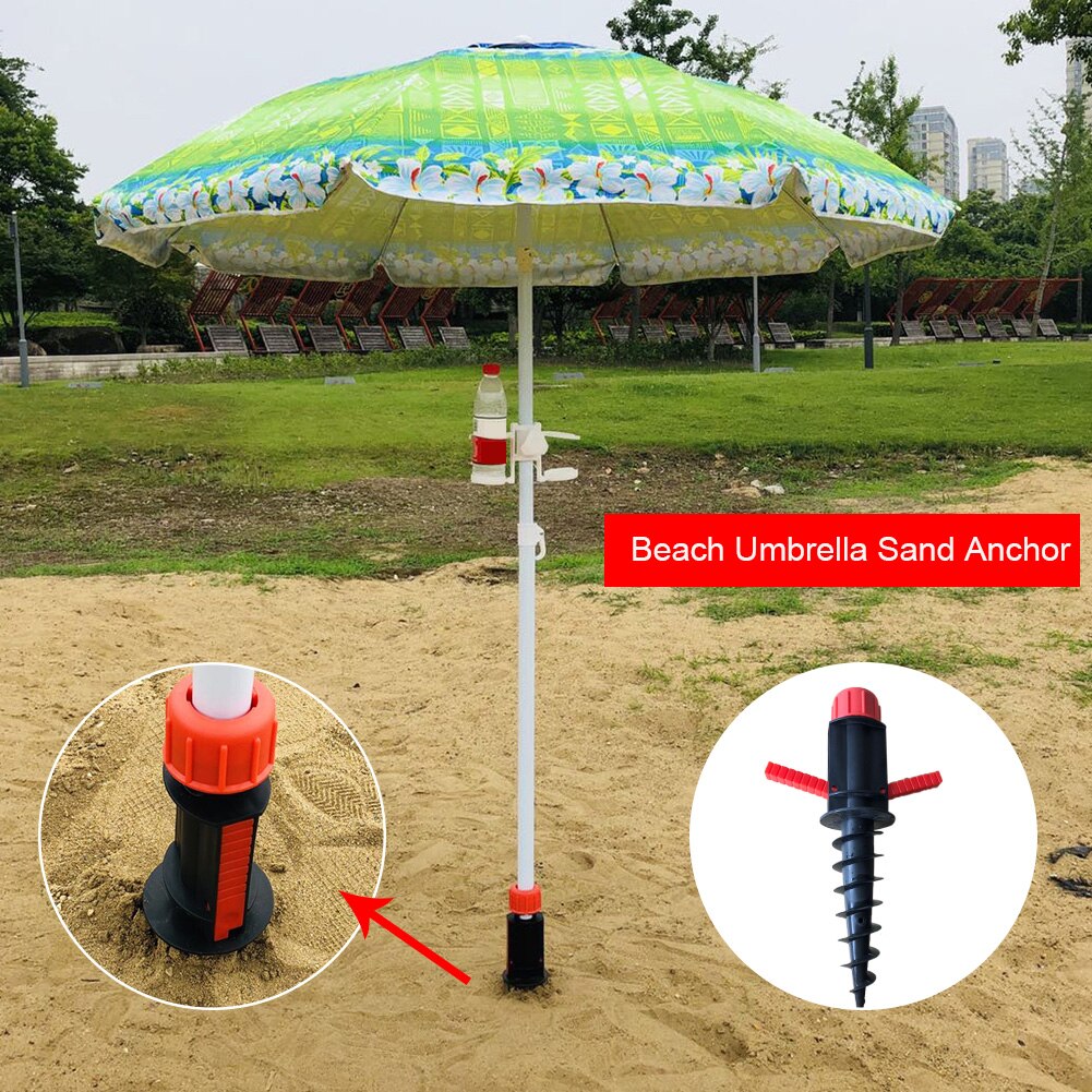 Bærbar strandparaply sand kraftigt tilbehør plast gårdhave græsplæne vindtæt hjem have udendørs camping spiral stativ