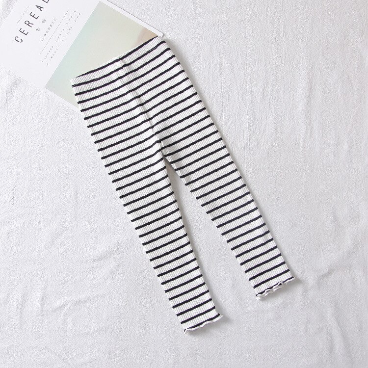 Meisjes leggings baby meisjes broek peuter kinderen klassieke leggings lente herfst kinderen gestreepte leggings 2-6y baby meisjes leggings: Wit / 3t(95-100)