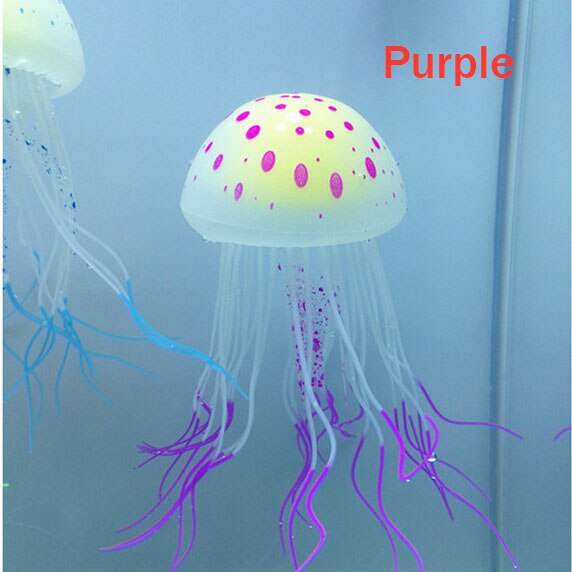 Aquarium Decorations Large Luminous Simulation Silicone Jellyfish Aquarium Marine Landscaping Decoration Crafts: Purple