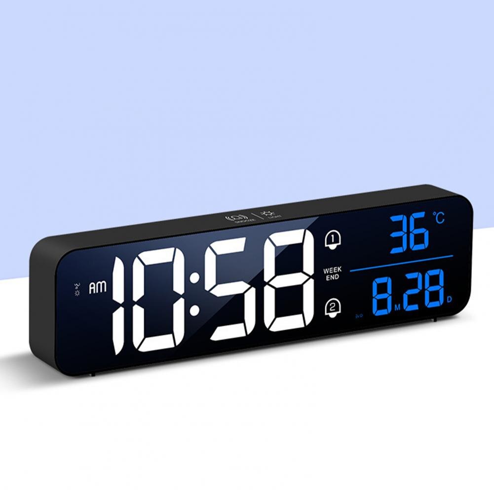 Large Screen LED Digital Alarm Clock Rechargeable Adjustable Temperature Display Desktop Alarm Clock LED Desktop Digital Clock