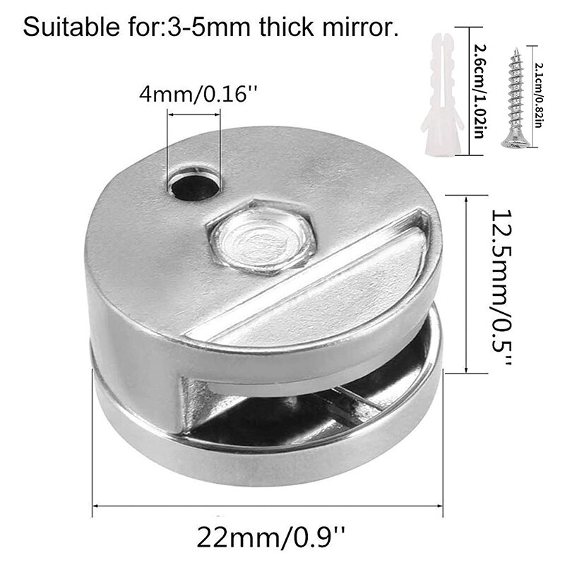 8 Pcs Mirror Clip Set Mirror Holder Clips Zinc Alloy Mirror Holders for Walls Fixed Fitting for 3-5mm Thick Mirror