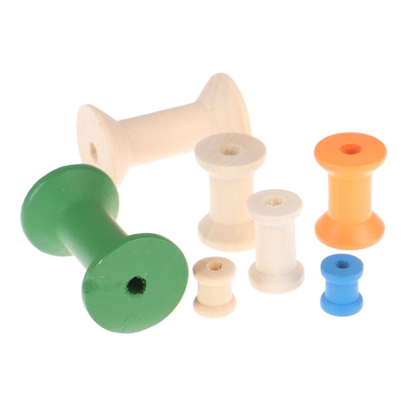 10 stuks/pak gemengde kleuren lege houten klossen handwerk klossen klossen garen naaigereedschap accessoires borduurwerk