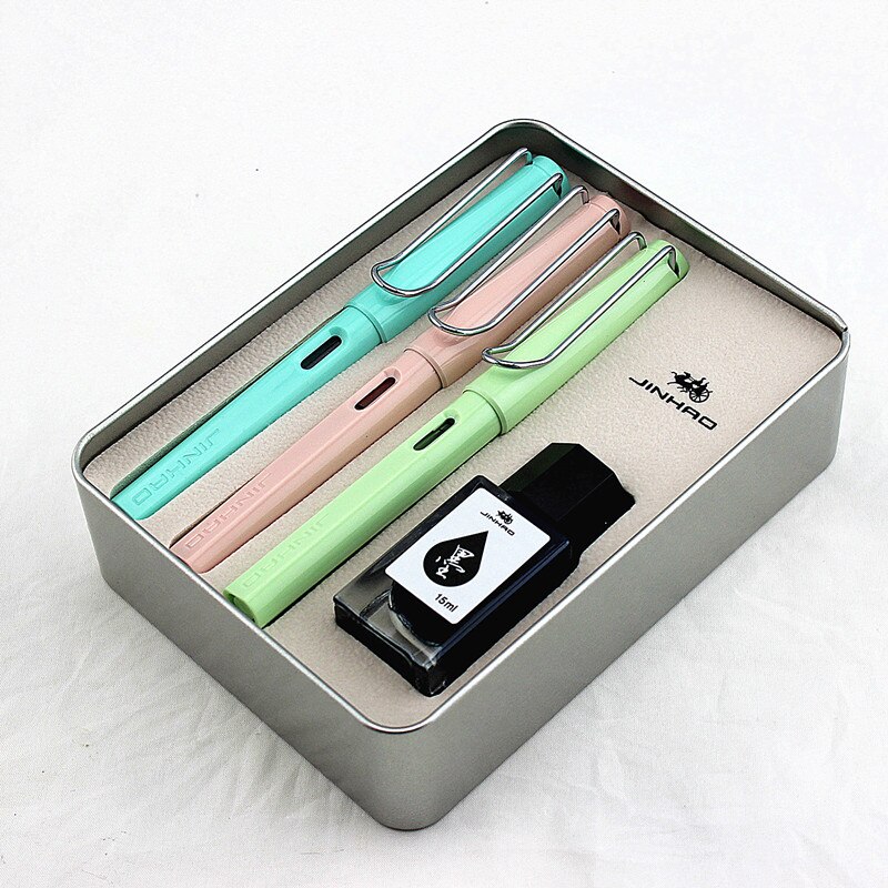 Stylos à Bille Jinhao 450 - Lot De 2 (vert Foncé & Blanc) Avec 5 Recharges Standard 0,5 Mm Noir, Pointe Fine