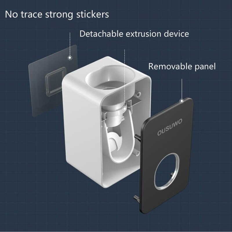 Distributore automatico di Dentifricio a prova di Polvere Spazzolino Da Denti Supporto di Montaggio A Parete Del Basamento di Accessori Per il Bagno Set Dentifricio Spremi