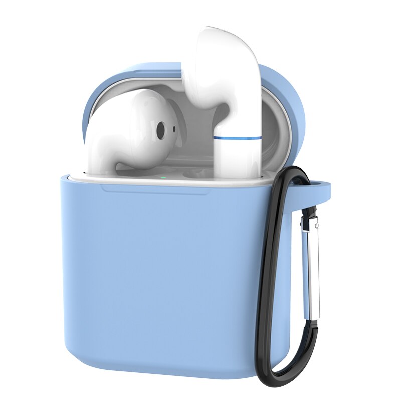 Pokrywa silikonowa etui na słuchawki do Huawei Honor FlyPods Fly Pods Pro futerały ochronne do Freebuds 2 Pro karabińczyk metalowy haczyk: Lightblue With  Hook