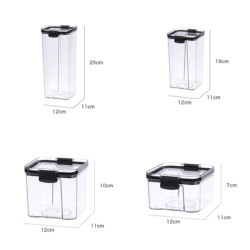 1800ML Food Storage Container Transparent Sealed Tank Refrigerator Dry Food Storage Boxs Noodles Cans Kitchen Sealed Containers