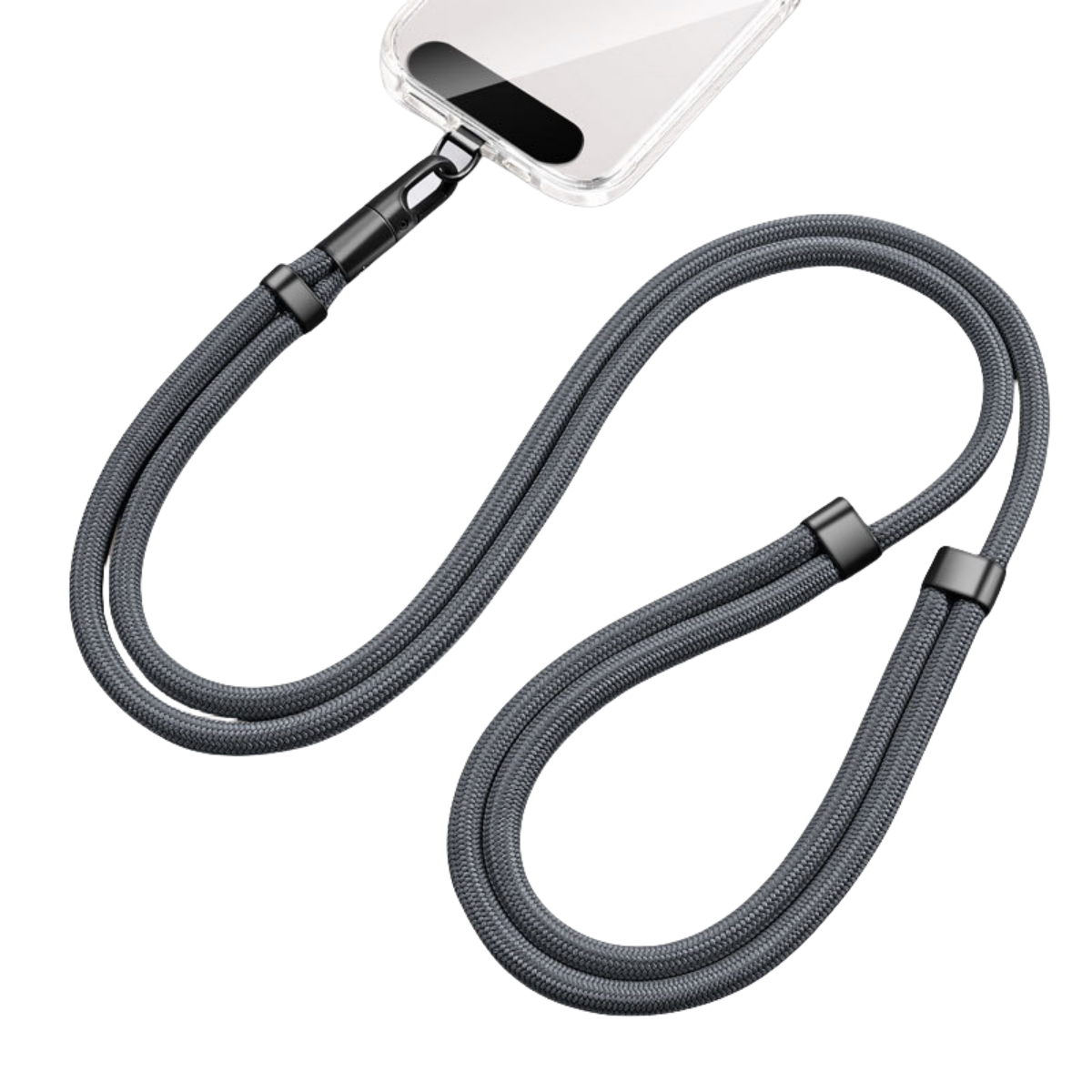 Universelles Telefon-Lanyard mit Clip, verbessert, Anti 360° ° Drehbarer, verstellbarer Hals-/Umhängegurt für alle Handyhüllen: Silber/Grau