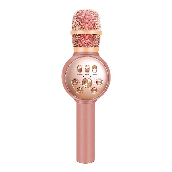WS858 mise à niveau Microphone karaoké sans fil Bluetooth avec changement de lumière: RoseGold