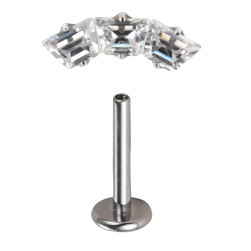 Orecchini a barra curva PIERC in titanio ASTM F136 con sfera e gioielli per piercing al corpo con labret filettato superiore pavimentato CZ: verde / colore Oro puro