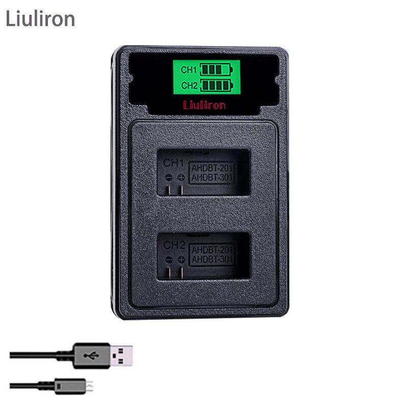 3.7v 1600mAh Go Pro Hero 3 3+ gopro3 gopro 3 Hero3+ battery with case + LCD DUAL USB charger for Gopro hero 3 3+ camera: charger only