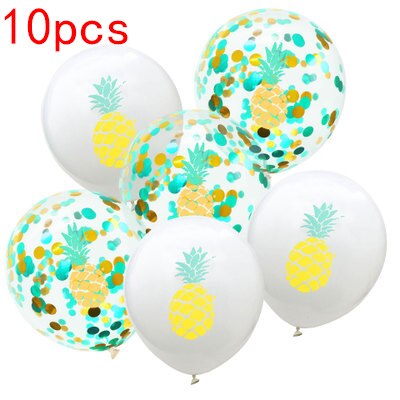 Globos con estampado de frutas y plantas, dos colores, flamenco, cactus, piña, globos, combinación de Hawaii tropical, decoración para de cumpleaños 10 piezas